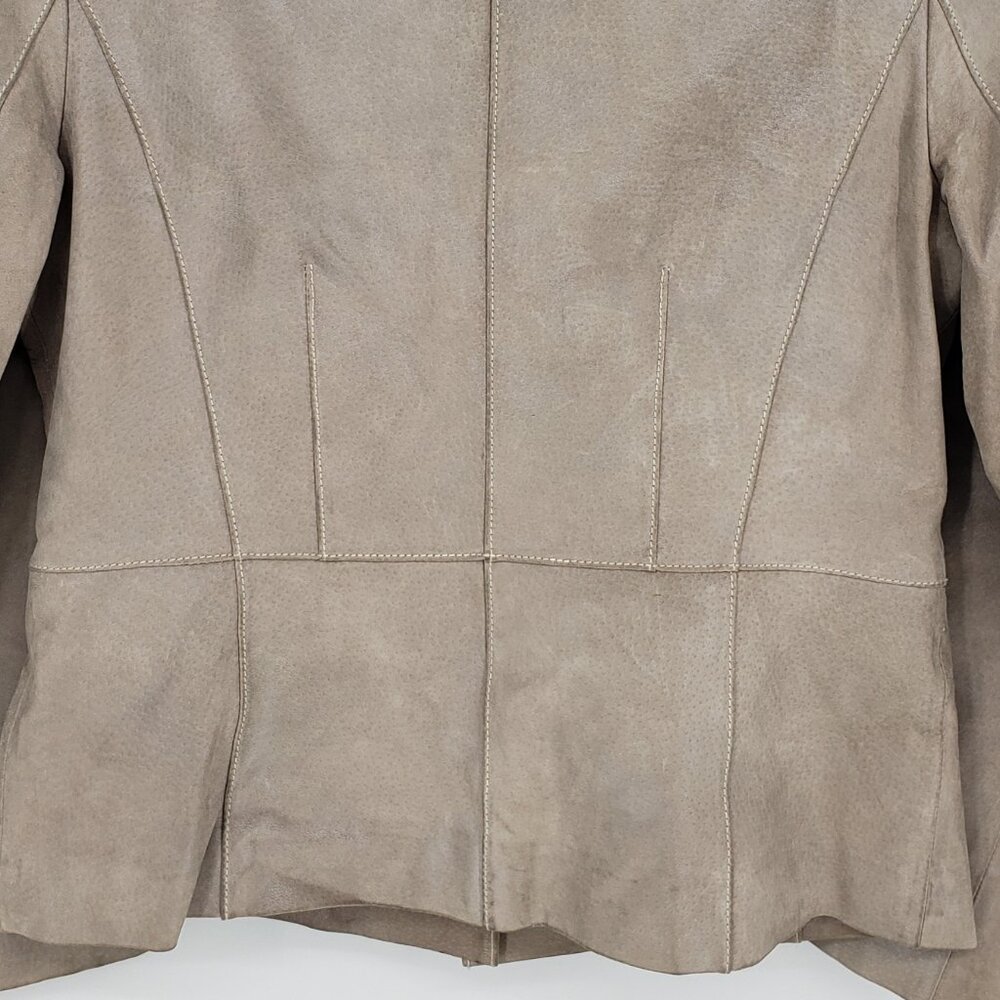Bernardo Vintage Button Down Metallic Sheen Suede Leather Jacket S Womens Tan - Picture 8 of 8